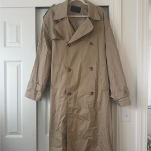 OAK + FORT Beige Double-Breasted Trench Coat
